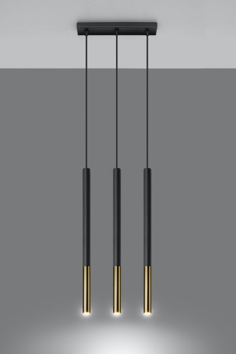 Lampa wisząca tuby MOZAICA 3L czarny/złoto
