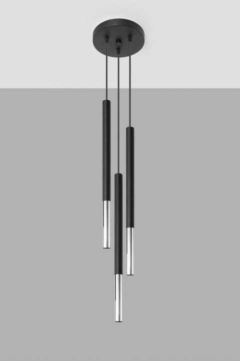Lampa wisząca MOZAICA 3P czarny/chrom tuby