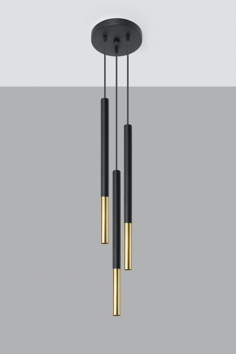 Lampa wisząca tuby MOZAICA 3P czarny/złoto