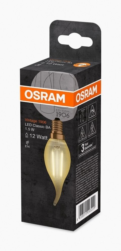 Żarówka LED E14 1,5W 120LM 2400K VINTAGE BA12 świeca OSRAM.